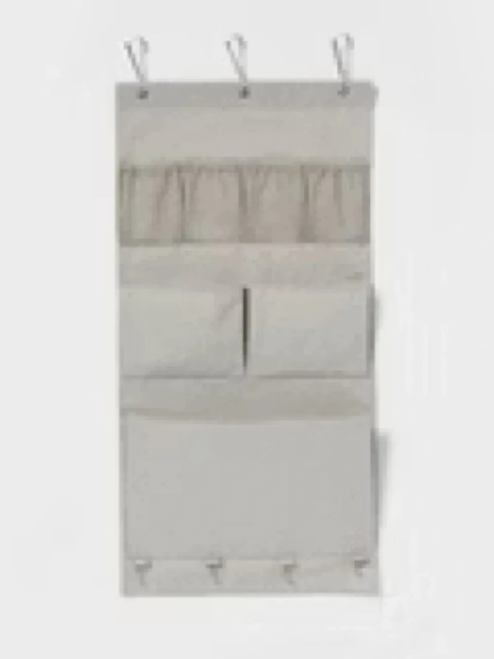 Hanging Closet Organizer with Multiple Pockets and Hooks — Gray